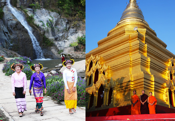 img of waterfall and temple